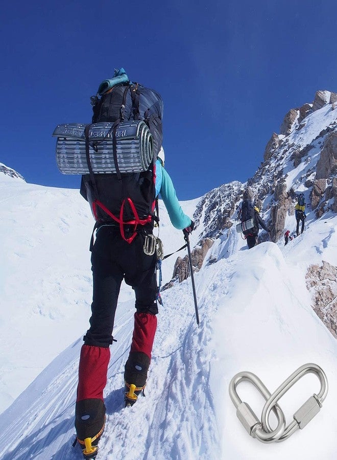 REZNOR خطاف زنبركي بيضاوي الشكل شديد التحمل من الفولاذ المجلفن من ريزنور، متعدد الأغراض، خطاف زنبركي لرفع الأثقال والتأرجح في الجبال وتسلق الصالات الرياضية، فضي (عبوة من قطعتين) - Image 4